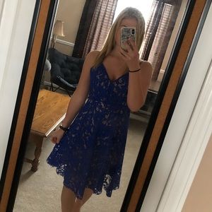Lulu’s one wish royal blue lace dress
